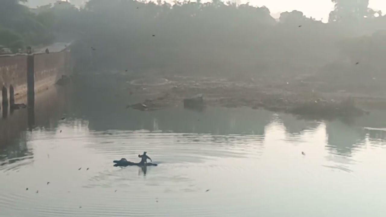 Fishing at Purna river Yeldari dam on wintry Morning