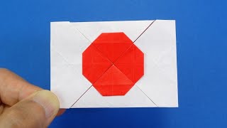 折り紙「日の丸」の折り方 Origami ”National Flag of Japan”　Origami ”la bandera nacional de Japon"
