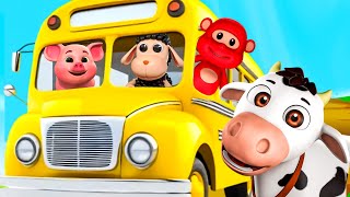 Wheels on the Bus with Animal Version | Baby songs | Nursery Rhymes | Blue Fish kids songs