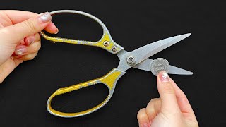 Scissors SHARP as a RAZOR with Just One Coin. No Tools, No Hassle! This Trick Makes Your Dull Scissors Sharper Than A Razor