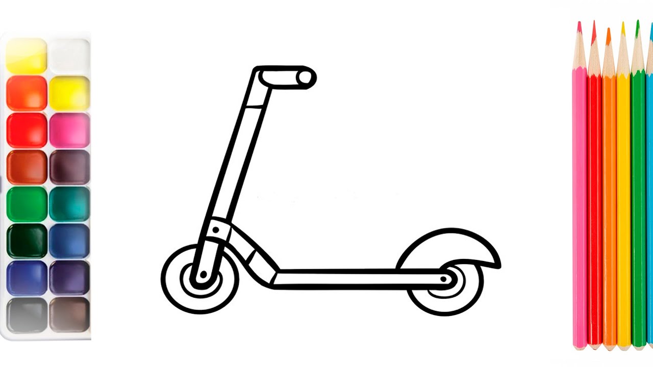 Как нарисовать самокат поэтапно