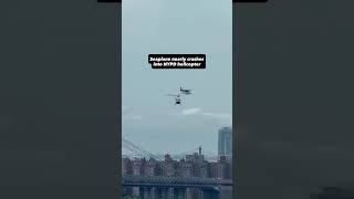 NEAR MISS: Video shows the moment a seaplane nearly crashed into an NYPD helicopter