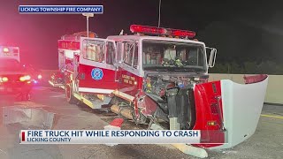 Licking County fire truck hit while responding to I-70 crash