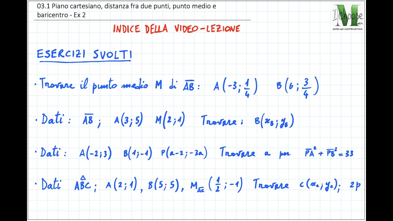 03.1 Piano cartesiano, distanza fra due punti, punto medio e baricentro - Ex 2