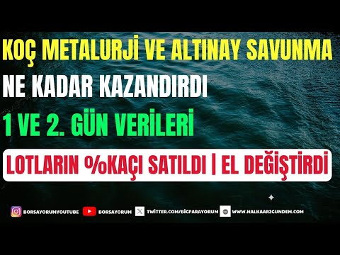 ALTINAY SAVUNMA | KOÇ METALURJİ LOTLARIN %KAÇI SATILDI?ALTINAY SAVUNMA HAKKINDA YAPTIĞIMIZ ARAŞTIRMA