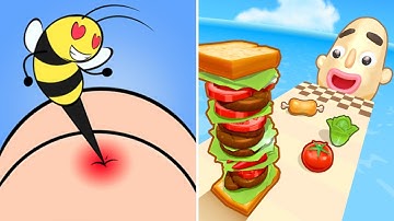 Help Monster 3 Tricky Puzzle Vs Sandwich Runner 🔮🐝🍔🥪 Max All Levels Android iOS Gameplay Ep 79