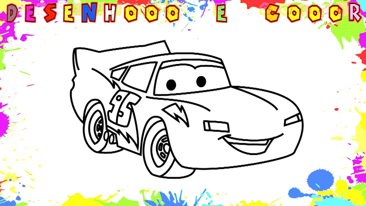 Desenhos para colorir de carros: relâmpago mcqueen na corrida -pt