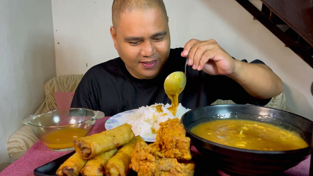 Beef Pares + Fried Chicken & Lumpiang Togue Mukbang | Filipino Food Mukbang