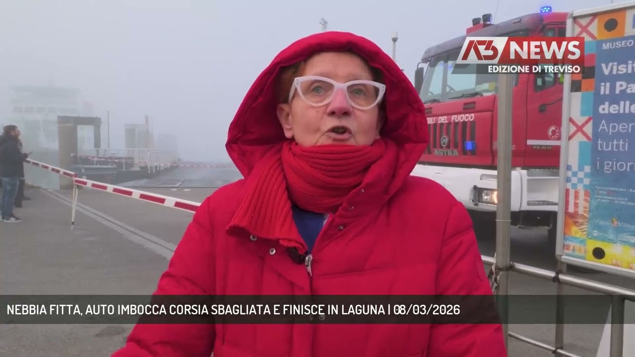 NEBBIA FITTA, AUTO IMBOCCA CORSIA SBAGLIATA E FINISCE IN LAGUNA | 08/03/2026