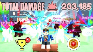 200,000 Total Pet Team Damage And Mythical Crystal Destroyer Badge In Roblox Collect All Pets!