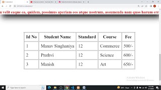 How to Create Table in HTML CSS on Trail Project Part-4