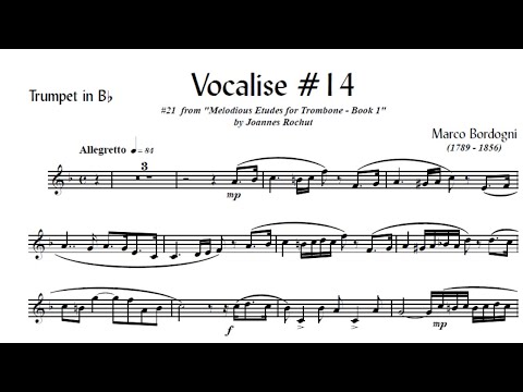 [TRUMPET VOCALISE ETUDE] Marcos Bordogni Vocalise for Trumpet #14 (Demo Solo and play-along)