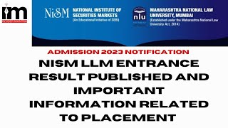 NISM LLM Entrance result 2023 published & important information related to placement @insidermantra