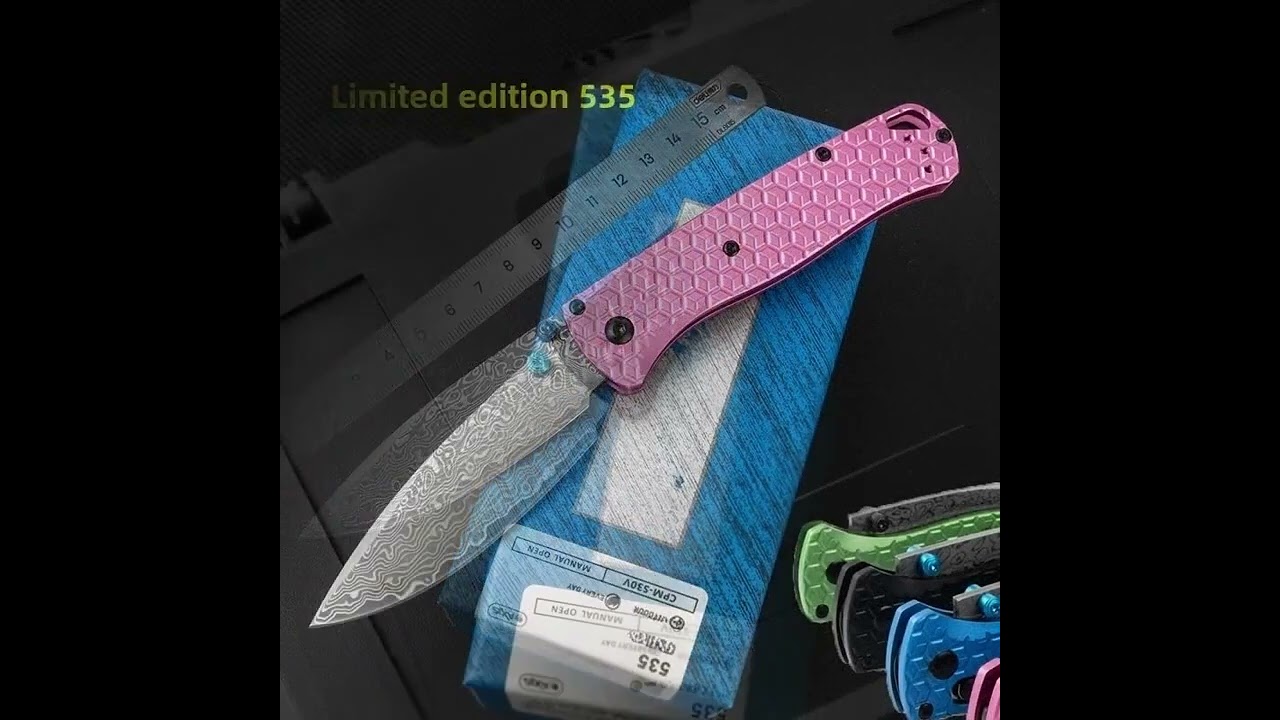High quality CNC T6061 handle damascus steel 535 folding knife outdoor