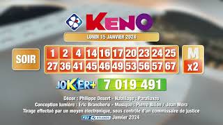 Tirage du soir Keno® du 15 janvier 2024 - Résultat officiel - FDJ