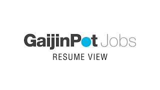 Resume View - Gaijinpot Jobs
