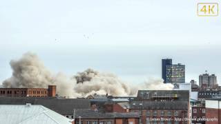 Time lapse of the controlled demolition of the New Walk Centre, Leicester (4K / UHD)
