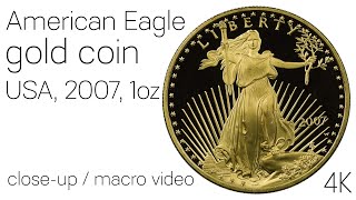 American Eagle fine gold bullion dollar coin (2007; 1 oz / troy ounce, USA)
