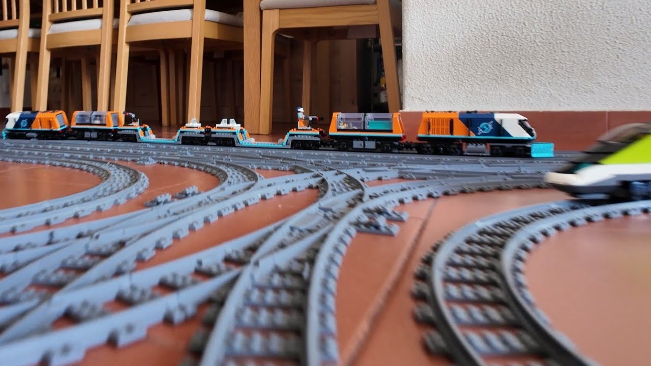 Rear POV with 6 trains including 2x Lego 60470 Explorer's Arctic Polar Express!