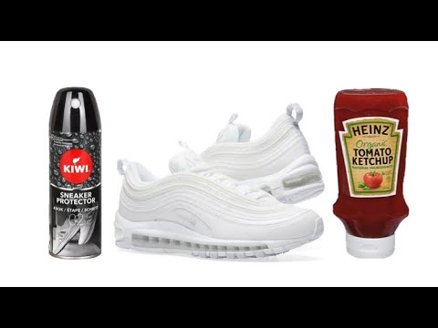 Come utilizzare kiwi spruzzi protettore sneaker e testarlo con ketchup