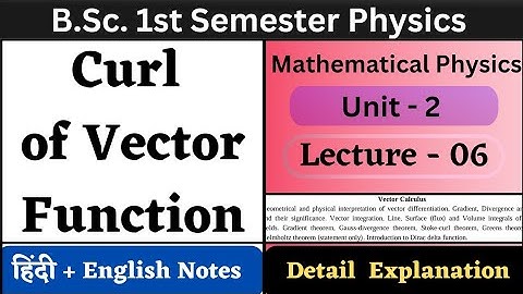 Curl of a Vector Field | BSc 1st Semester Physics | Unit-2 | L-06 | Vector Calculus
