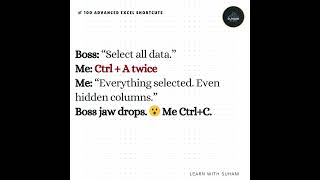 Ctrl + A Twice : Select Every Cell – Even Hidden Columns 📋 #excel #selectall #exceltips #shorts