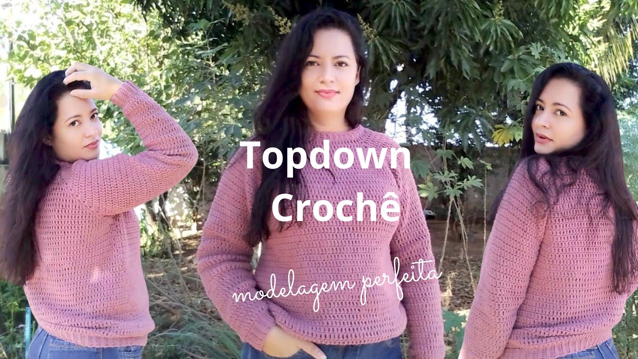 Suéter / Blusa Topdown em Crochê (Sem Cicatriz acabamento Perfeito)