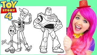 Coloring Toy Story 4 Woody, Forky, Buzz & Bo Peep | Markers