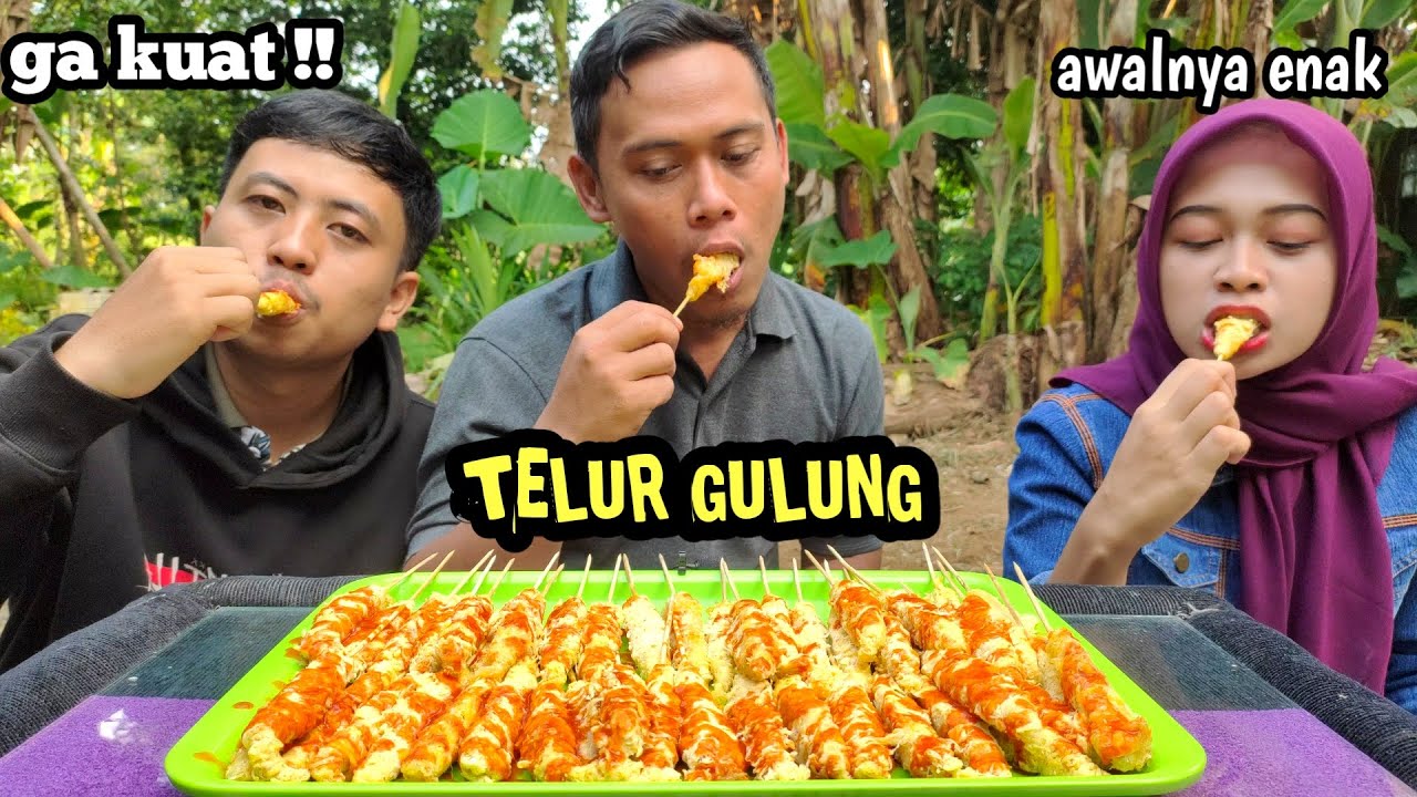 SAMPAI NYERAH || MUKBANG 50 TUSUK TELUR GULUNG SAMPAI KELEYENGAN