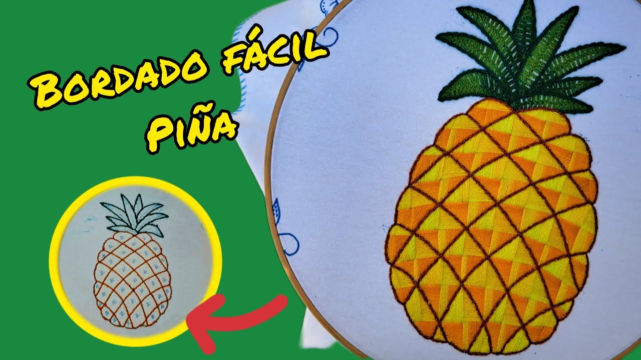 Bordado fantasía para PIÑA 🍍 Puntadas fáciles 💛