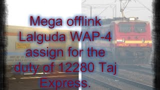 Rare Capture Mega Offlink Lgd Wap-4 Headed 12280 Taj Express Smoothly Passes From Asaoti.