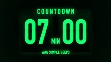 7 Minute Countdown Timer 🟢 Flip Clock with Simple Beeps