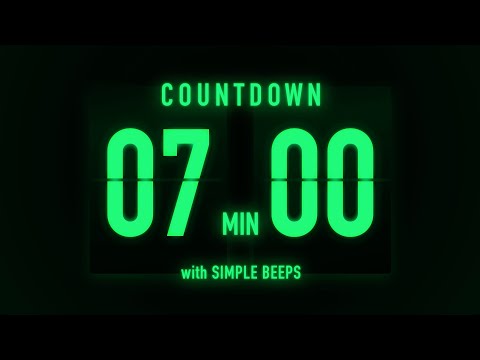 7 Minute Countdown Timer 🟢 Flip Clock with Simple Beeps