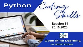 Coding Skills using Python | Recording of Session 11 | 20.10.2023