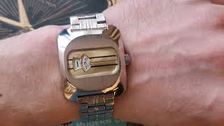Swiss vintage watch Eral Jump Hour 1970's, movement Lorsa 238 17 jewels