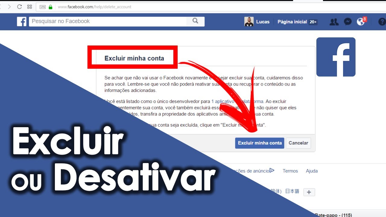 Como desativar ou excluir sua conta do Facebook