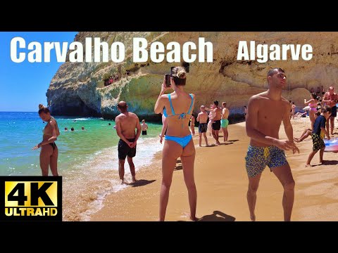 🇵🇹🏖Carvalho Beach Walk 4k, Algarve Portugal