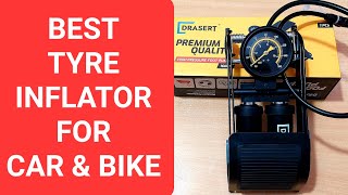 Drasert 160 psi Tyre Air Pump for Car & Bike | best tyre inflator for car in india