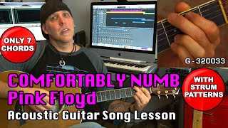 Pink Floyd Comfortably Numb Acoustic Guitar song lesson with strum patterns