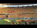 Brazil v Colombia quarter final world cup 2014.  Brazil sings national anthem. Awesome