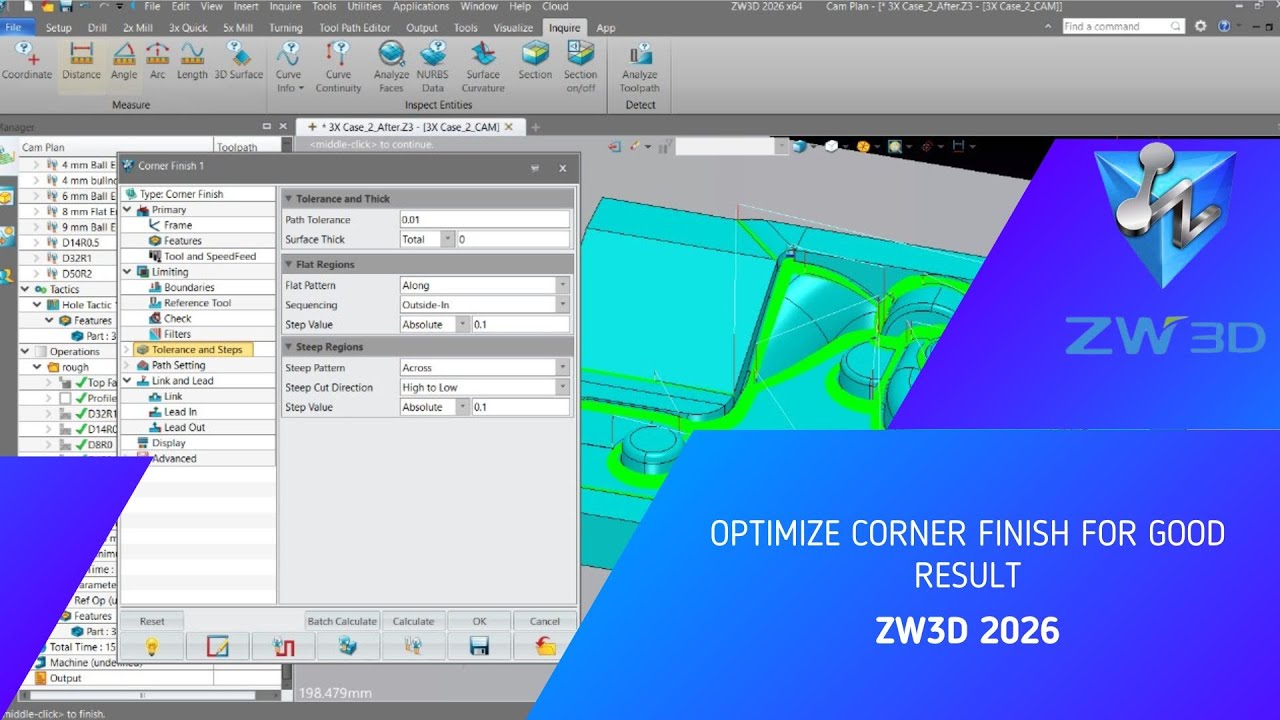 ZW3D - Tutorial - Optimize Corner Finish For Good Result