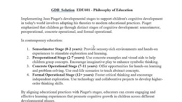 GDB  Solution  EDU601   Philosophy of Education