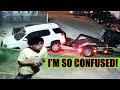 Stupid or Careless?  SUV Towed, Owner Confused!