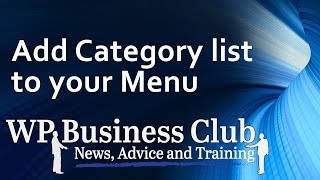 WordPress adding category items to a menu