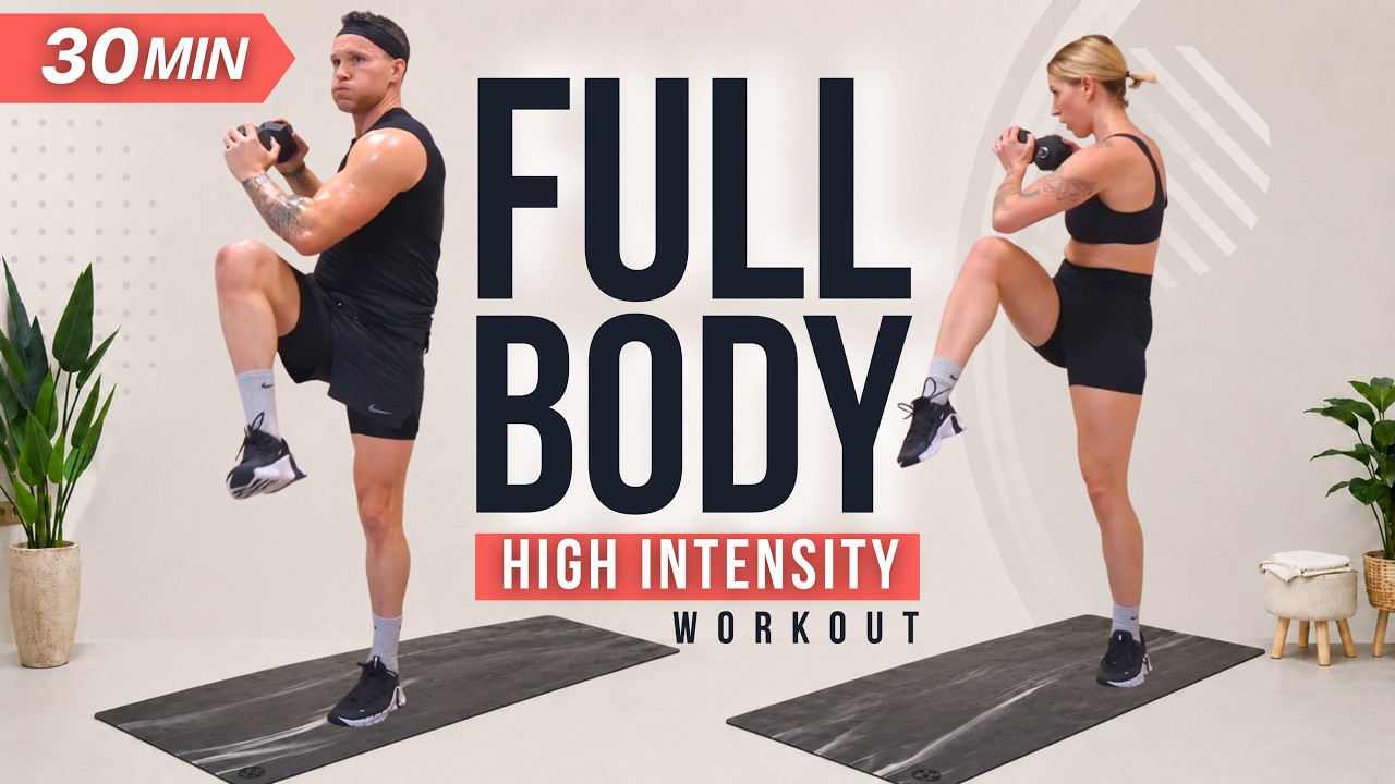 30 Min FULL BODY DUMBBELL WORKOUT | High Intensity (Warm Up & Cool Down ...