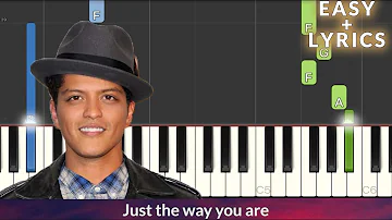 Bruno Mars - Just The Way You Are EASY Piano Tutorial + Lyrics