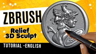 ZBRUSH Relief  3D Digital sculpting  Tutorial for 3d printing in English
