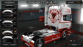 (Ets2 1.28)Scania RS 6 series (RJL) Red & White Custom Skin Combo Pack   Accessory Parts