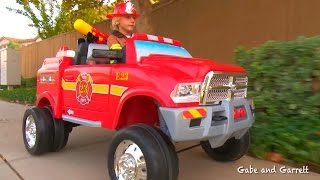 Video thumbnail of "Kids Fire Truck Unboxing and Review - Dodge Ram 3500 Ride On Fire Truck!"