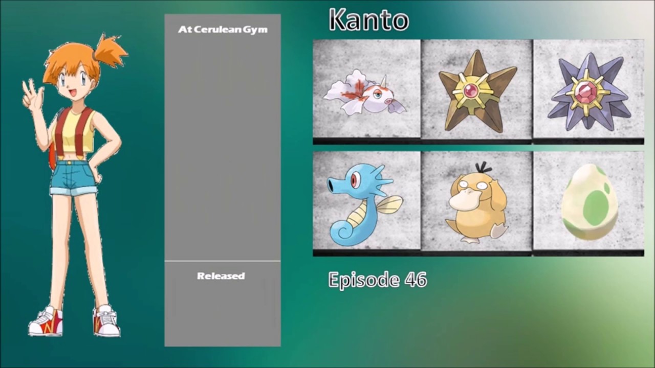 MISTY'S POKEMON TIMELINE